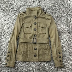 H&M Women’s Utility Button Front Jacket with Belt-size 4